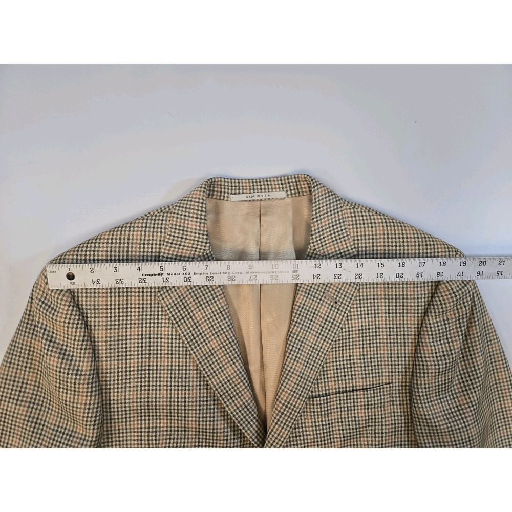Burberry Men's Silk Wool 3 Btn Blazer Gold Brn Plaid Size 42 Lng Hole In Lining - Picture 11 of 16